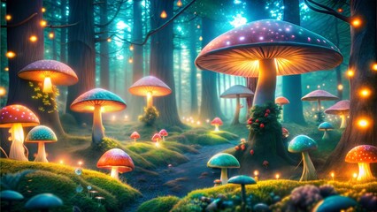 Stunning mushrooms in the forest