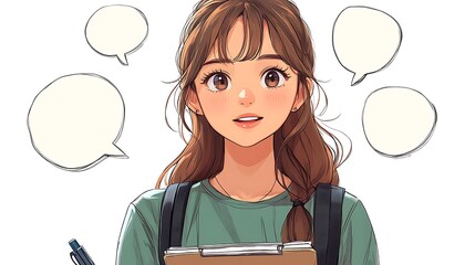 Cheerful Chibi Character Engaging in Conversation