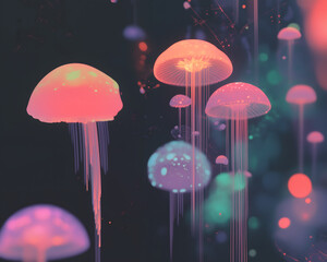 Ethereal Grace: Soft Jellyfish in Minimalist Design