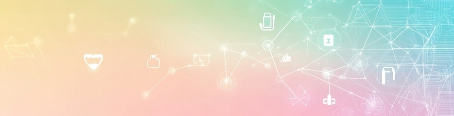 Fototapeta premium Abstract graphic with icons representing health, technology, and connectivity.