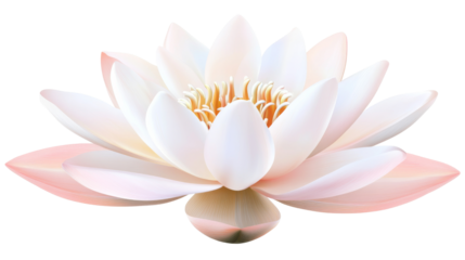 White Lotus Flower with Pink Tips.