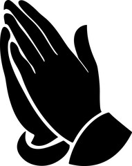 Vector Illustration of Praying Hands in Black Silhouette