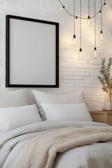 Cozy bedroom corner featuring neutral decor and elegant lighting in a modern home interior