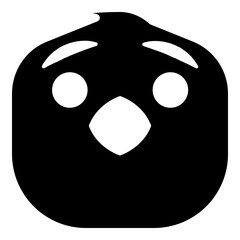 Chicken head emoji icon. Simple expression smiley illustration vector in black silhouette style.