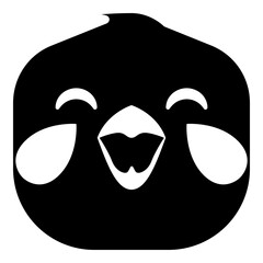 Chicken head emoji icon. Simple expression smiley illustration vector in black silhouette style.
