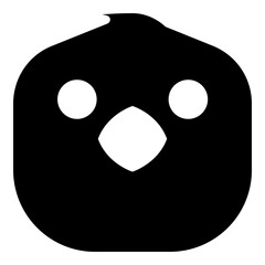 Chicken head emoji icon. Simple expression smiley illustration vector in black silhouette style.