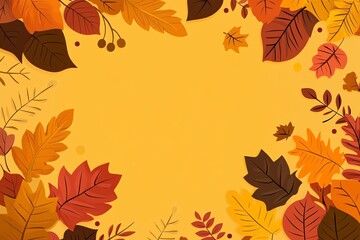 Autumn Maple Leaves frame border Vector for Wallpaper Decoration banner web