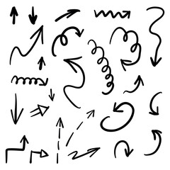 Large set of black arrows, pointers.Vector illustration on an isolated white background.