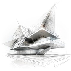 Design a 3D laser wireframe vector art of an abstract geometric shape