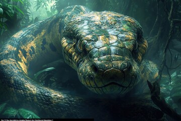 Titanoboa Emerges from the Depths of a Lush Prehistoric Jungle as the Ultimate Ancient Serpent