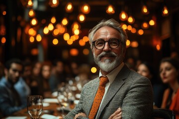 Engaging Presentation by a Confident Speaker Captivates Audience in a Dimly Lit Room