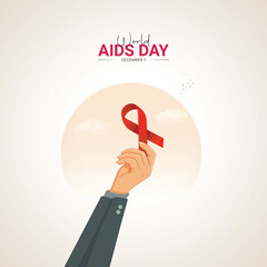 World AIDS Day creative ads. Design for banner, poster, and 3D Illustration.