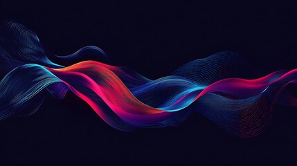 Obraz premium Abstract colorful waves on a dark background.