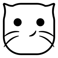 Smirk Cat Emoji. Simple Animal Head Icon.