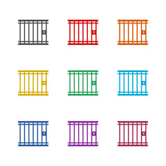 Prison bars icon isolated on white background. Set icons colorful