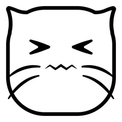 Nauseated Cat Emoji. Simple Animal Head Icon.