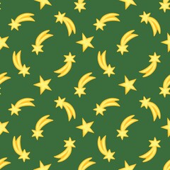 Obraz premium Classics Seamless Christmas Star Tail Pattern with Green Background