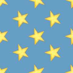 Classics Seamless Christmas Big Star Pattern with Blue Background