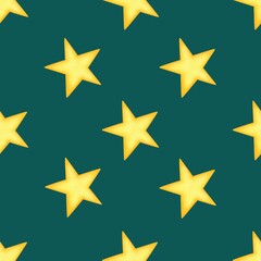 Classics Seamless Christmas Big Star Pattern with Blue Green Background