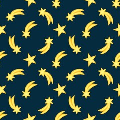 Classics Seamless Christmas Star Tail Pattern with Blue Black Background