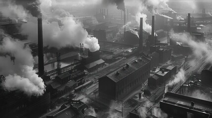 Industrial Cityscape: Smoke and Steel