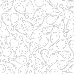 fried chicken seamless pattern background. doodle fried chicken pattern background. Fried chicken doodle pattern. fast food background. Chicken leg seamless pattern. Chicken drumstick pattern