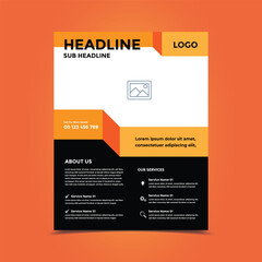 orange and black color flyer template