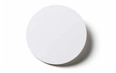 White circular sign with a shadow on a blank white background. Minimal design concept.