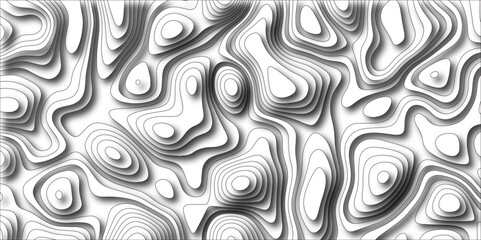 Abstract Topographic map with Geographic mountain relief. Multi layered paper art waves background & Metal plates concept. Vector Topographic canyon geometric texture with curved layers & beautiful