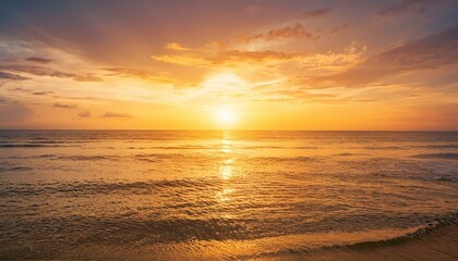 Golden Sunset Over Calm Ocean Horizon art