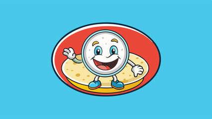 Cheerful dish character illustration, cartoon style, kitchen cleaning concept