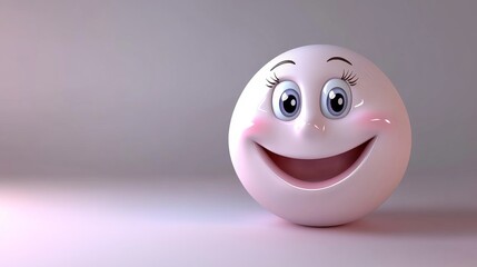 A smiling face with pink lips is shown on a white background