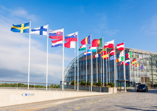 Luxembourg City, Luxembourg - Sept. 17, 2024: Headquarters of the European Investment Bank (EIB), the European Union's investment bank owned by the member states, located in the Kirchberg district.