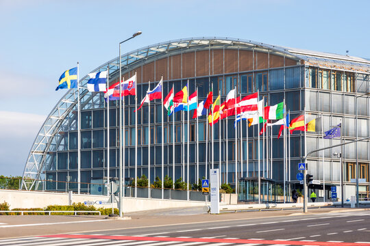 Luxembourg City, Luxembourg - Sept. 17, 2024: Headquarters of the European Investment Bank (EIB), the European Union's investment bank owned by the member states, located in the Kirchberg district.
