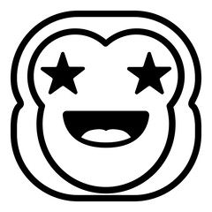 Starry Eyes Monkey Emoji. Simple Ape Smiley Icon.