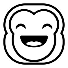 Happy Monkey Emoji. Simple Ape Smiley Icon.