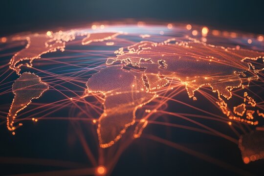 A Digital Representation of the Earth with Interconnected Lines - Powered by Adobe