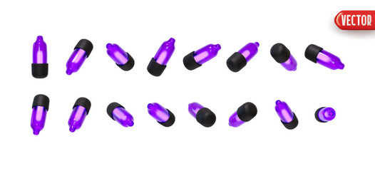 Set of decorative garland purple lilac soft lights. Realistic Christmas festive 3d element. New Year decorations objects isolated on white background. vector illustration