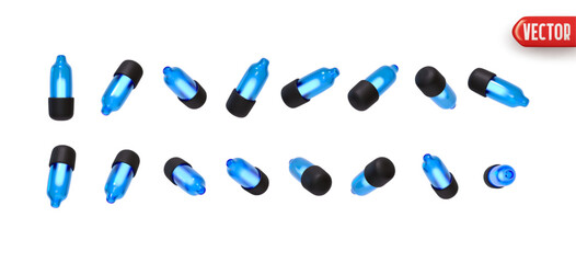 Set of decorative garland soft blue lights. Realistic Christmas festive 3d element. New Year decorations objects isolated on white background. vector illustration