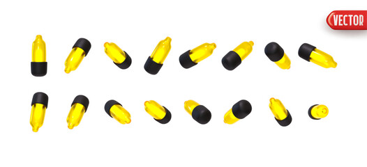 Set of decorative garland yellow gold lights. Realistic Christmas festive 3d element. New Year decorations objects isolated on white background. vector illustration