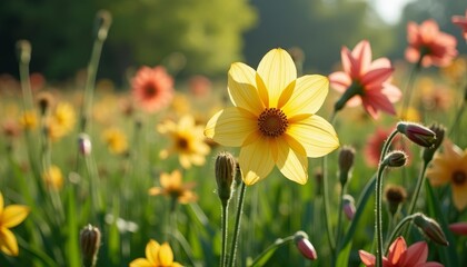 Obraz premium Blooming beauty in a field of joy