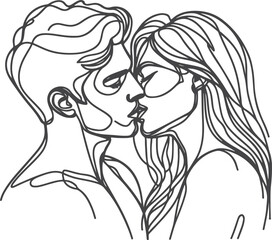 line art wedding husband wife, Mordan, kissing and romantic couple vector design.