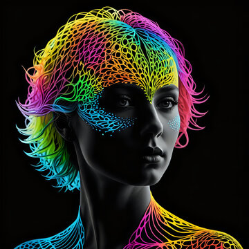 Abstraktion Neon Verflechtung von Gedanken 1х1. Hintergrund f&uuml;r das Design 1.