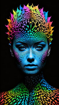 Abstraktion Neon Verflechtung von Gedanken 9х16. Hintergrund f&uuml;r das Design 4.