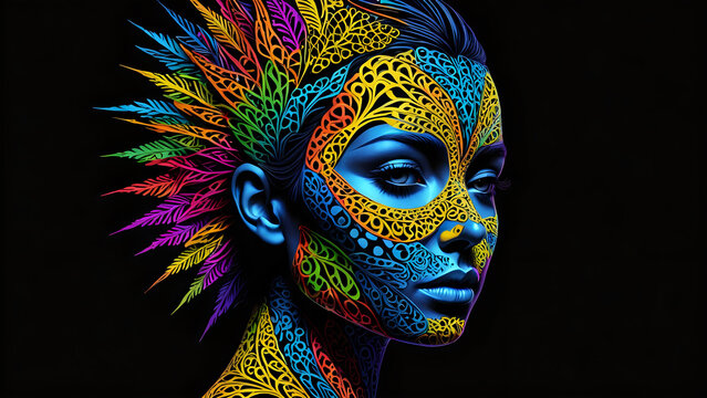 Abstraktion Neon Verflechtung von Gedanken 16х9. Hintergrund f&uuml;r das Design 4.