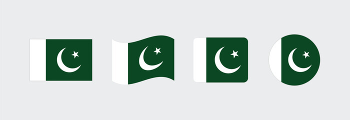 Vector Pakistan flag. Set of Pakistan Flags Collection. 
