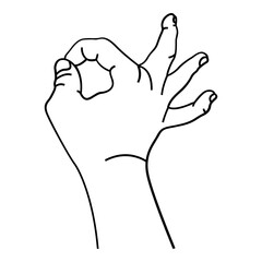 Okay Hand Sign Illustration. Simple Gesture Vector Symbol.