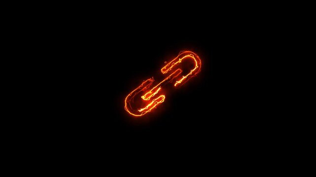 Link simple icon. Flat design. neon on black background.work linker icon