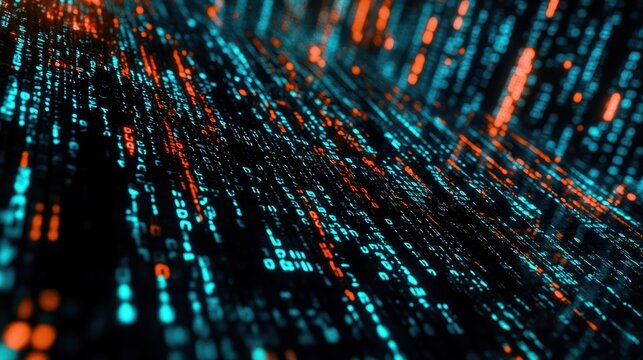 Background of binary code symbols showing programming codes. Generative AI