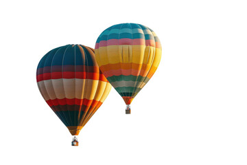 Colorful Hot Air Balloons Floating Over a Valley at Dawn Isolated on Transparent Background in High Definition Capturing Vibrant Colors and Scenic Beauty Ideal for Travel and Adventure Projects